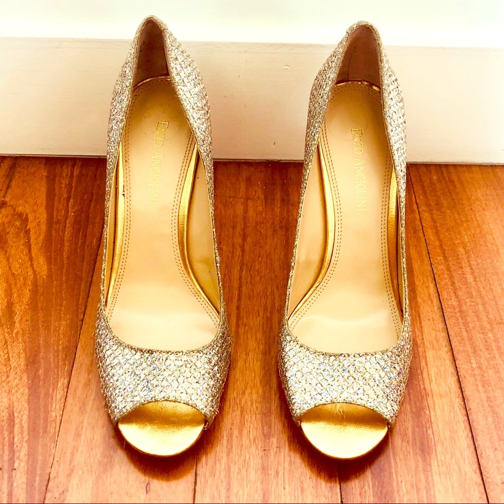 NWOT Enzo Angiolini sparkly open toe high heels